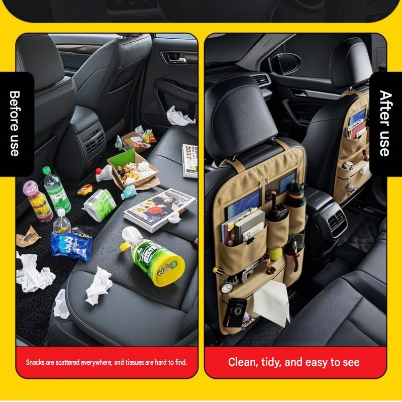 2 pcs Coffee-colored Car Seat Back Organizer - 210D Oxford Cloth, Water-Resistant & Multi-Pocket Design - Space-Saving Storage for Cars, Camping & Home Use โ image 6