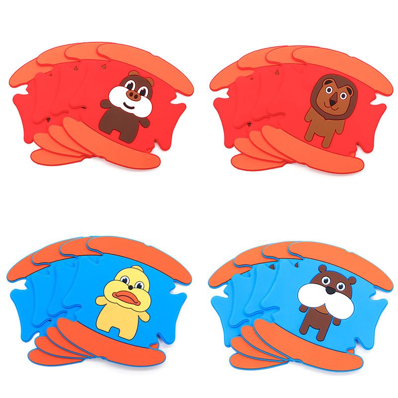 Car Door Handle Protector Cartoon PVC Strip 4pcs RUNDONG Car door wrist anti-scratch protective glue (4 pieces)/little fat pig โ image 2