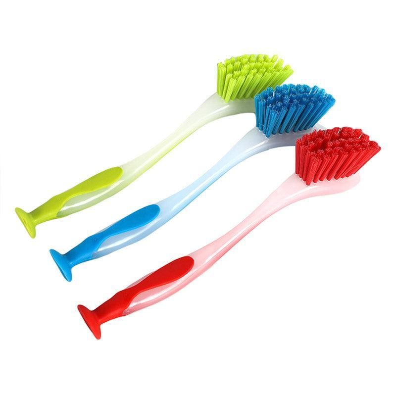 Multi Functional Long Handle Cleaning Brush Vertical Suction Kitchen Brush - Red — image 2