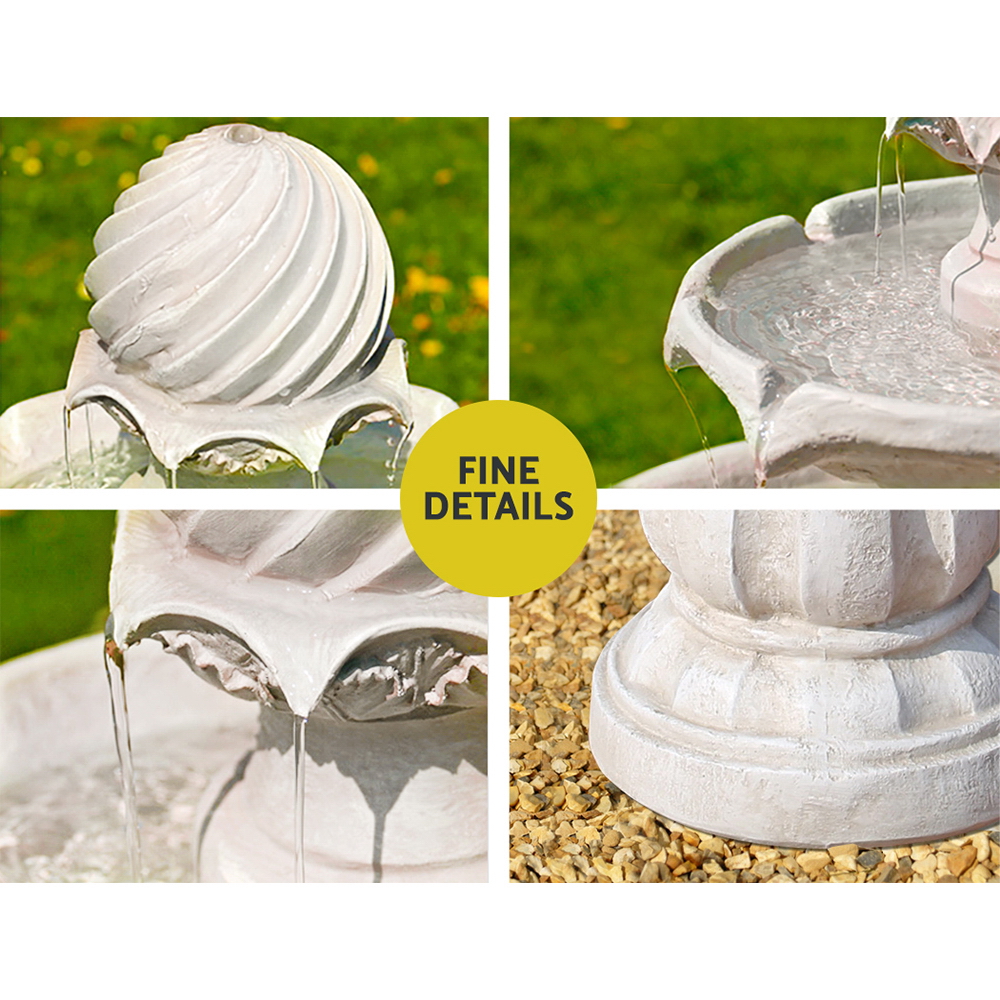 Gardeon Solar Water Feature 3-Tier Fountain with Pump Kit Bird Bath 93CM Ivory โ image 5