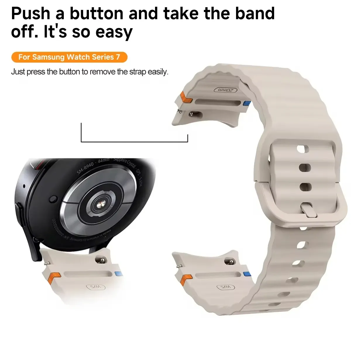Silicone Watch Band Compatible with Samsung Galaxy Watch 6 White, 40mm 44mm — image 2