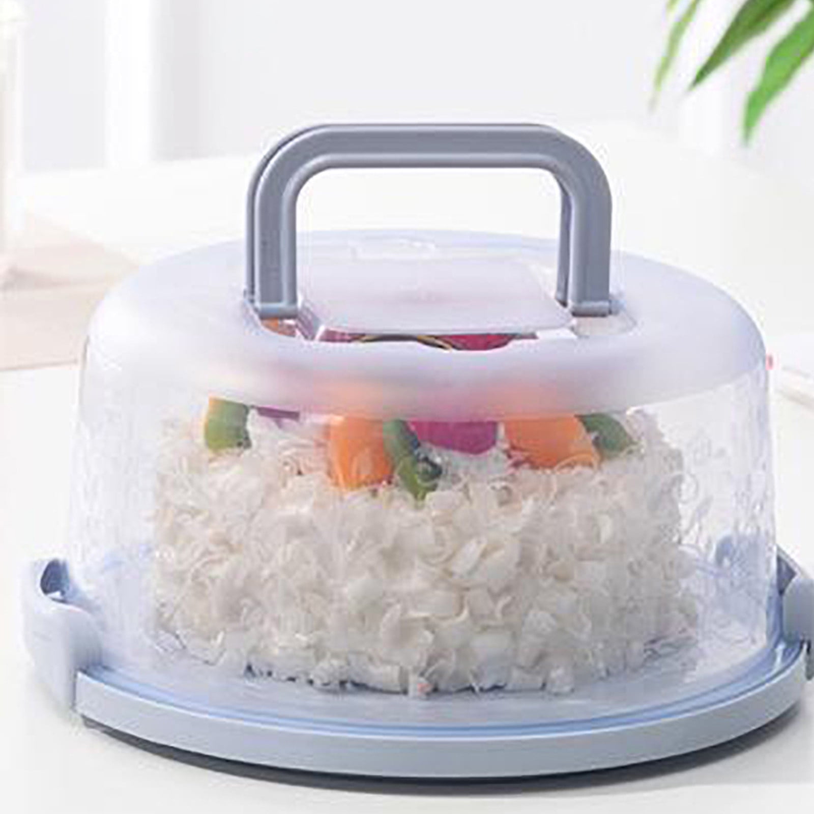 Cake Box Round Cake Stand with Lid and Foldable Handle 10 Inch Portable Cake Container Cake Ornaments, Suitable for Storage Birthday Cakes Cupcakes Nuts Fruits โ image 2