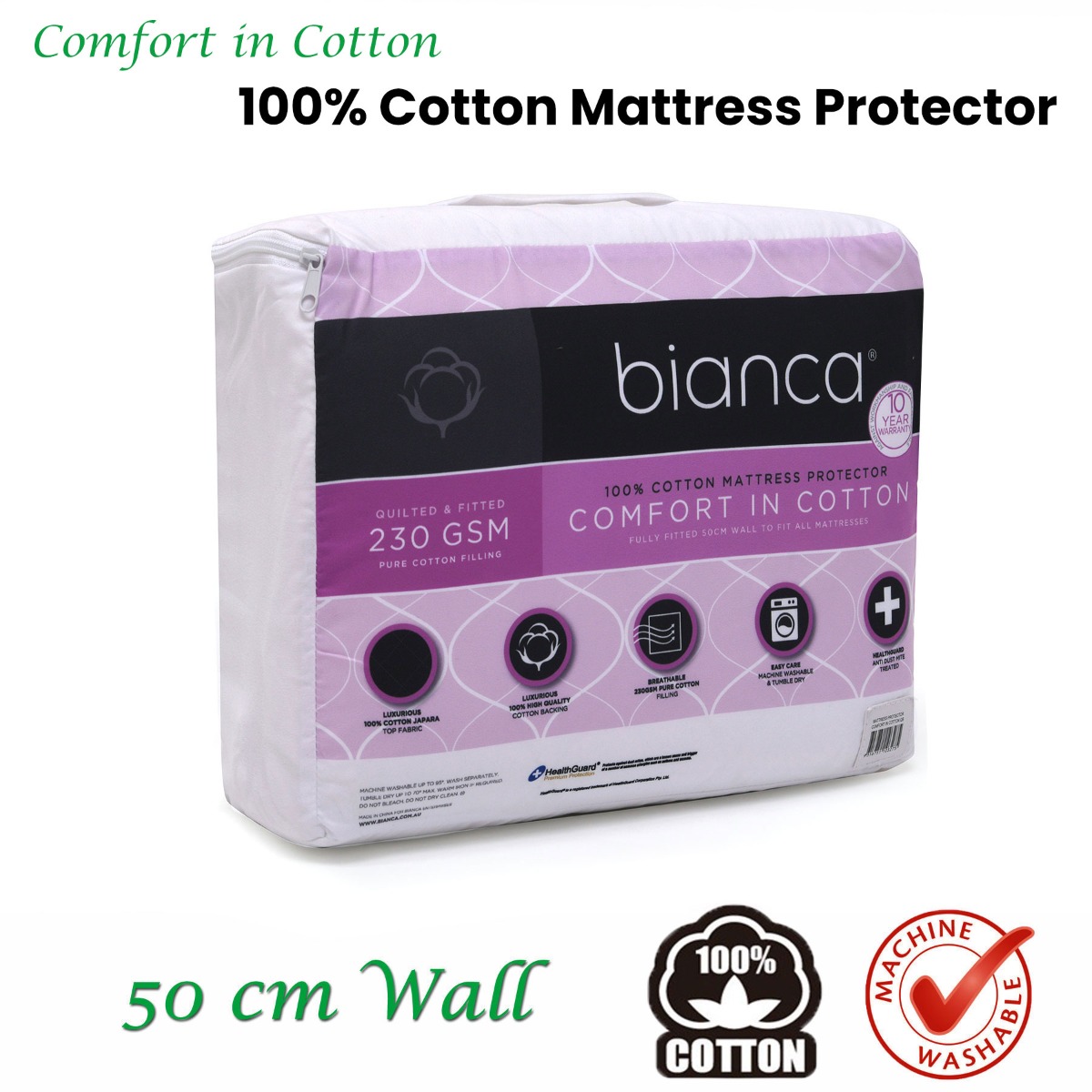 Bianca Comfort in Cotton Mattress Protector Queen โ image 2