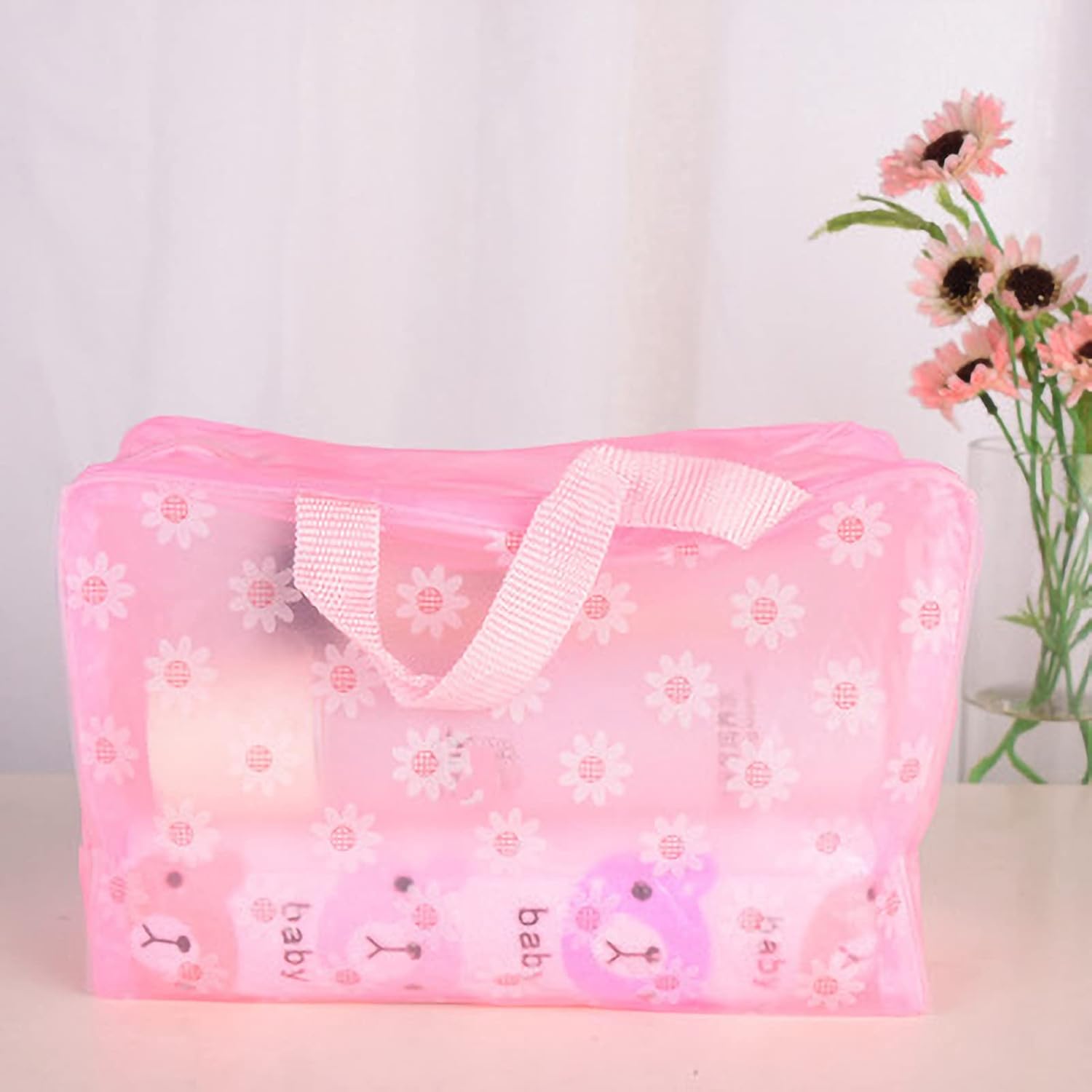 Clear Cosmetics Bag, PVC Zippered Toiletry Carry Pouch Waterproof Makeup Bag Travel Bags Organizer Case for Vacation(purple) — image 3
