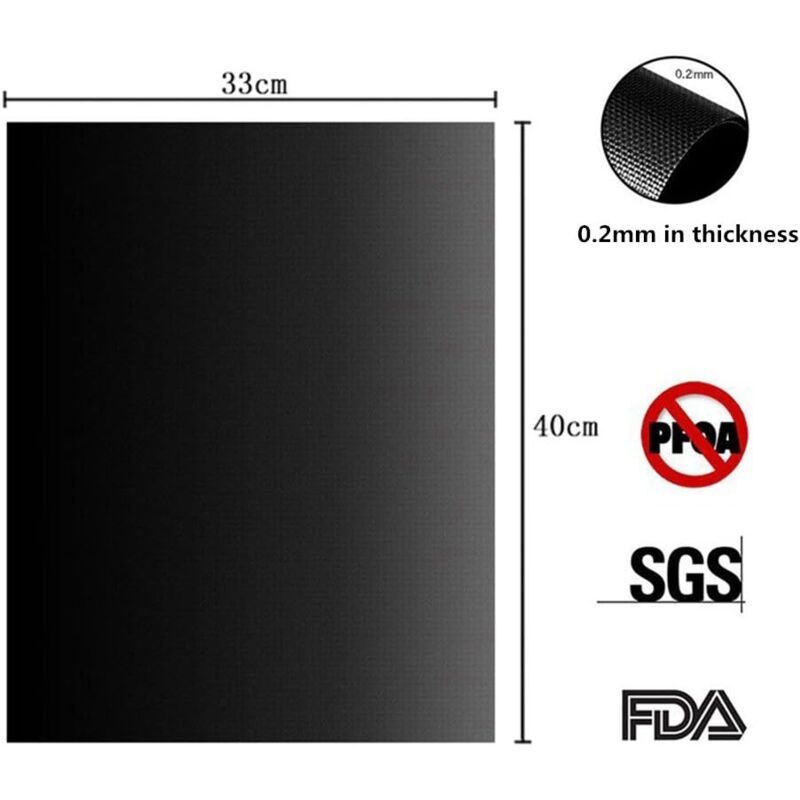 4 Pack Lid for Barbecue and Plancha Grill Mat for Barbecue and Oven, Non Stick Reusable and Cleanable Barbecue Mat, Charcoal, 330 × 400 × 0.2 mm — image 4