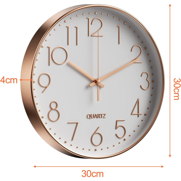 Minimalist Wall Clock (Silver), 30 cm (12 inches) Modern Silent Wall Clock, Silent Quartz Movement — image 4