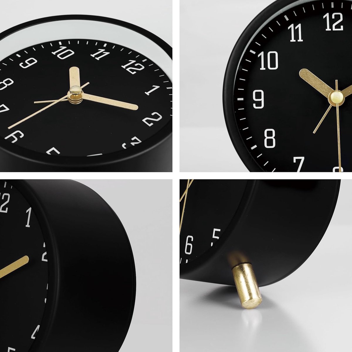 Wekker - Digital Alarm Clock - Alarm Clocks - Children's Alarm Clock - Silent Analog Metal Alarm Clock - Simple Desk Clock - With Night Light - Black - Modern — image 2