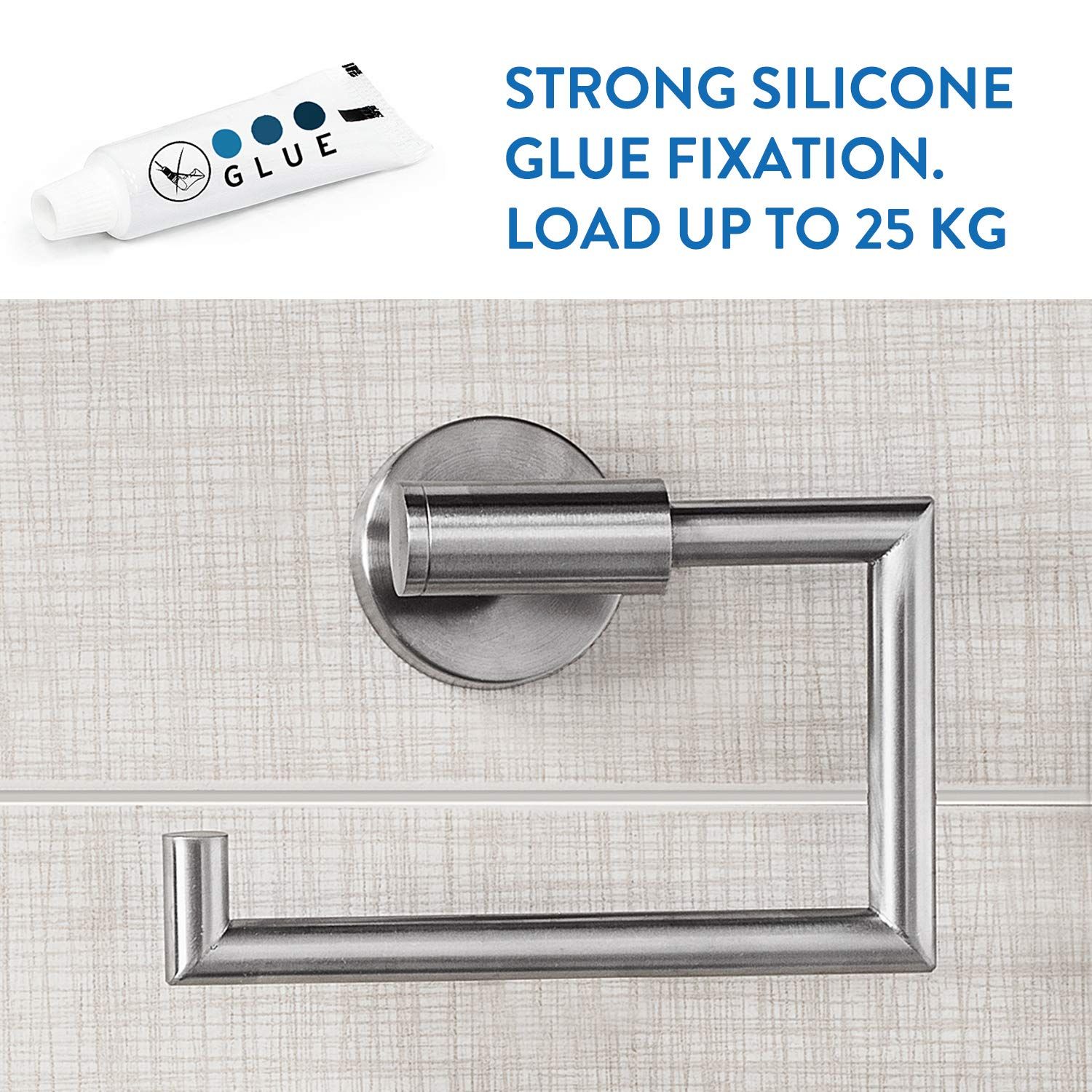 Hold - Toilet Paper Holder Wall Mount - No Drill - Toilet Paper Roll Holder - Stainless Steel - 10.5x15cm โ image 5