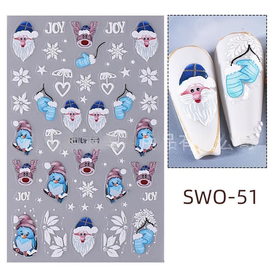 Christmas Nail Stickers Holiday Nail Art Festive Nail Decals Self-Adhesive Nail - Multi-color - Size SWO-44 — image 4
