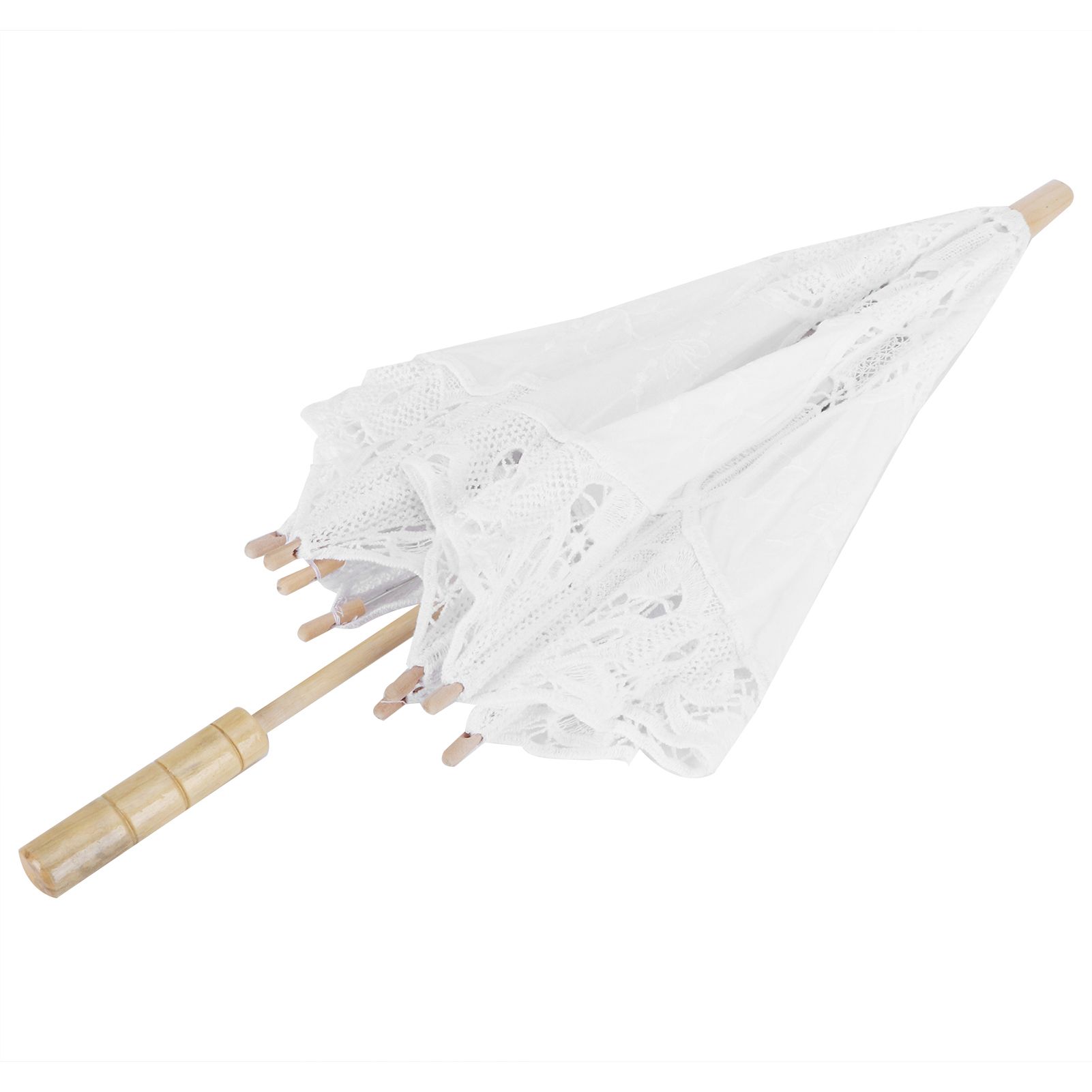 Lace Umbrella Wedding Bridal Parasol Umbrella for Photography Props Wedding SuppliesL White β image 3