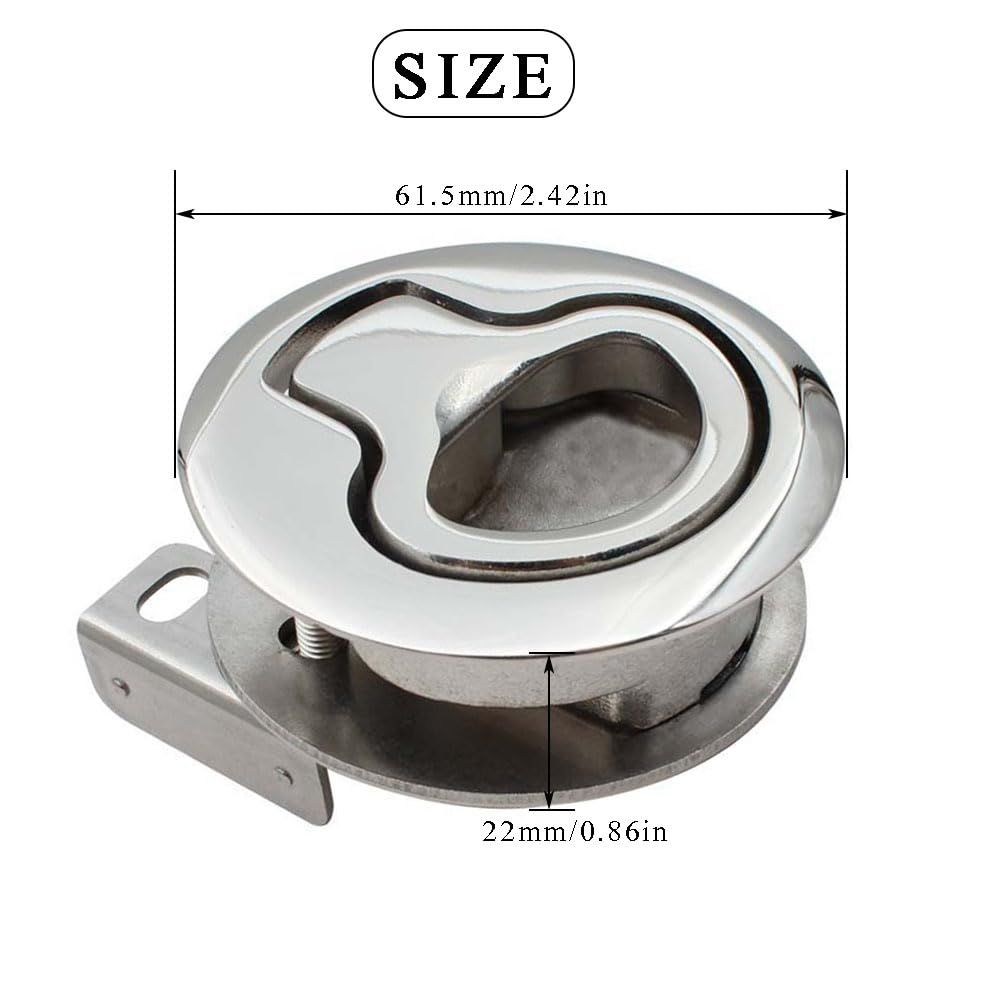 Boat Latches Marine Boat Latches Stainless Steel 2", 1Pcs Latch Hatch Round Pull Marine Boat Flush Pull Hatch Latch Suitable for Boats, Yachts, Car, Trailer โ image 5