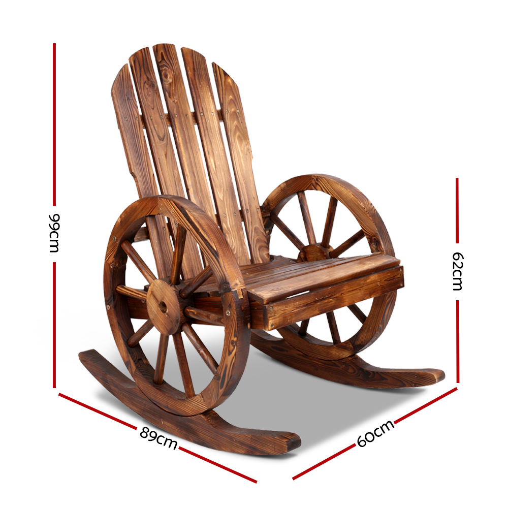 Gardeon Wagon Wheels Rocking Chair - Brown — image 2