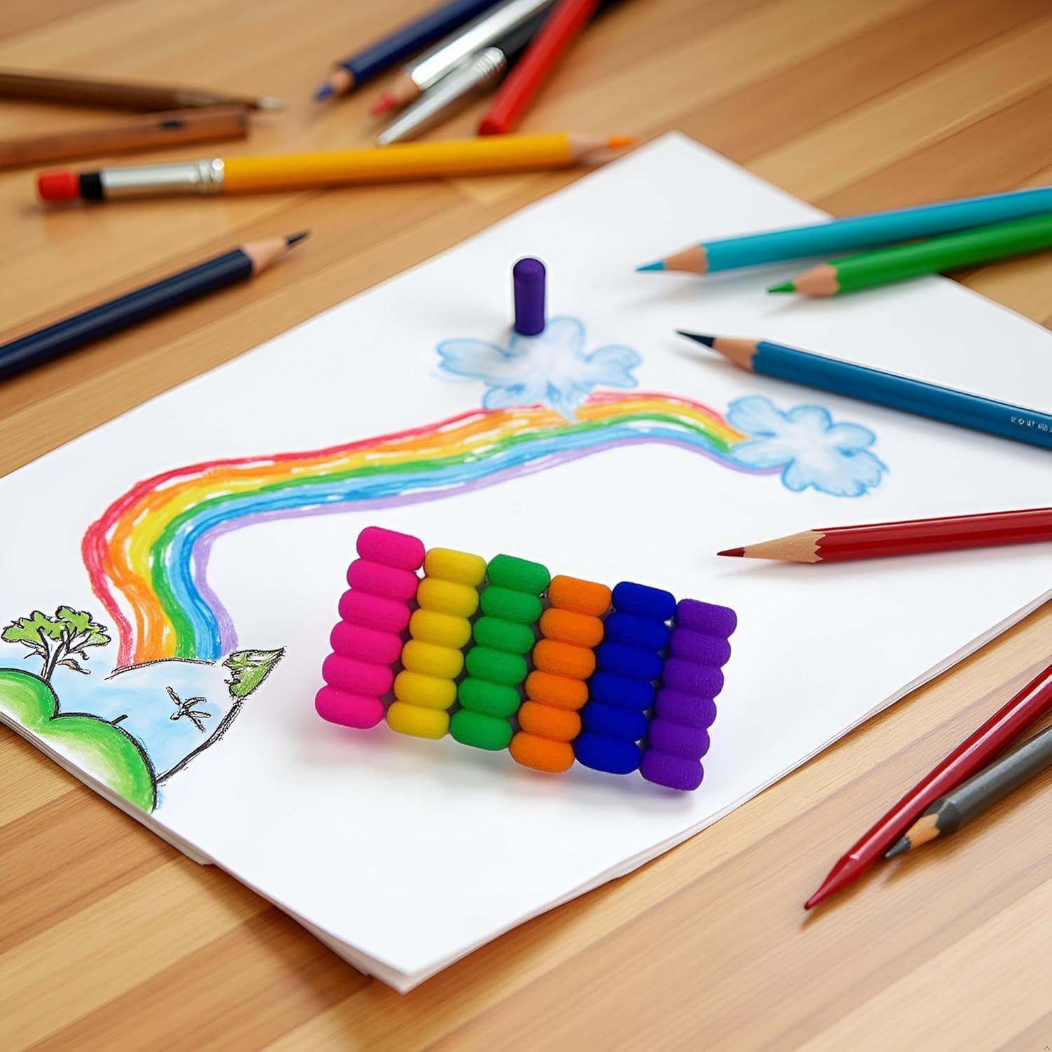 10Pcs Random Color Soft Foam Pencil Grips, Pen Grippers for Diamond Painting Pens Drill Pen, Pencil Cushion Drawing Pens for Drawing Writing Kids Toddlers โ image 3