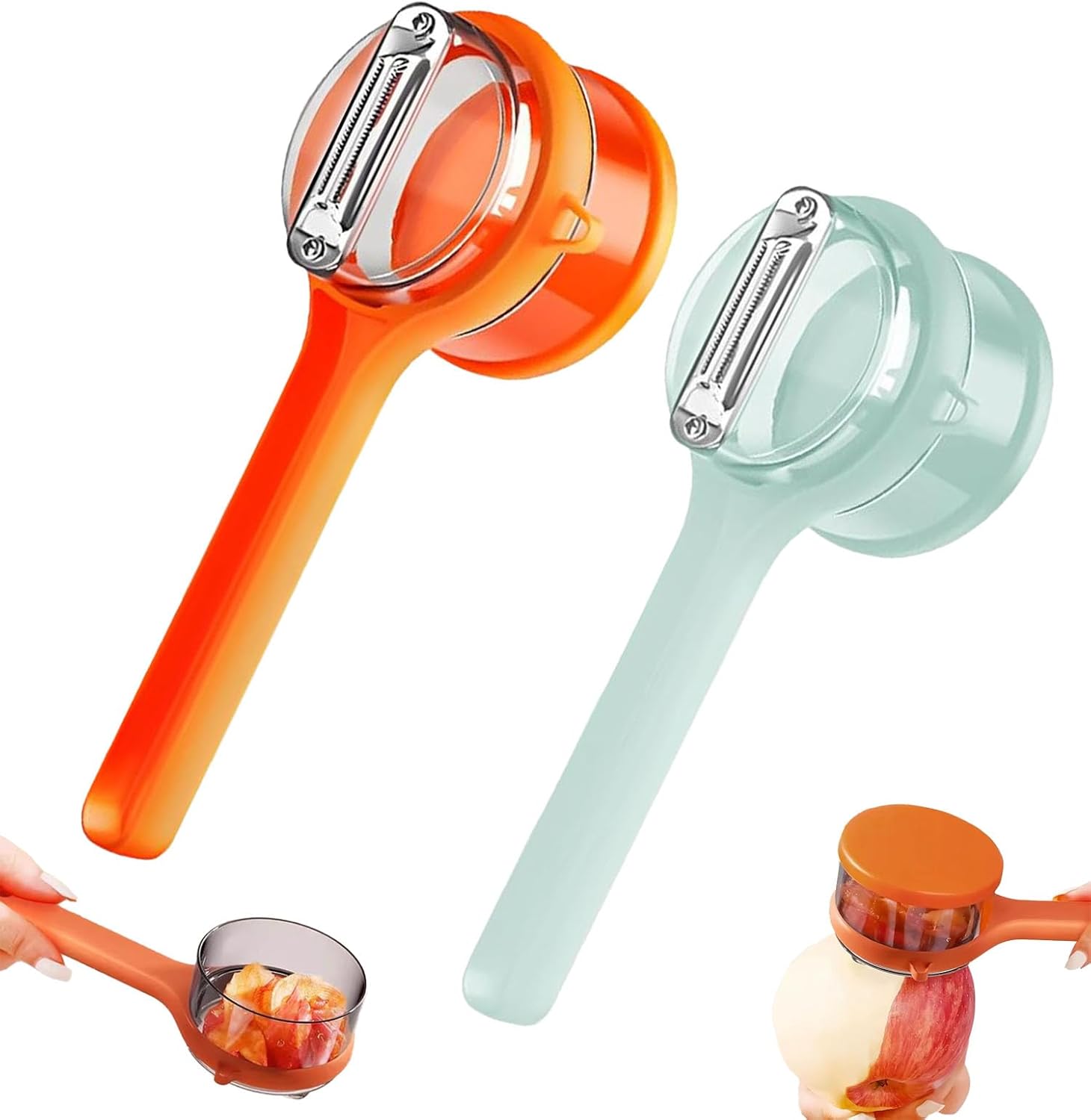 Vegetable Peeler - Fruit and Vegetable Peeler - with Storage Box - Safe and Efficient - Double-Sided Sharp Stainless Steel Blades - Easy to Clean - Process