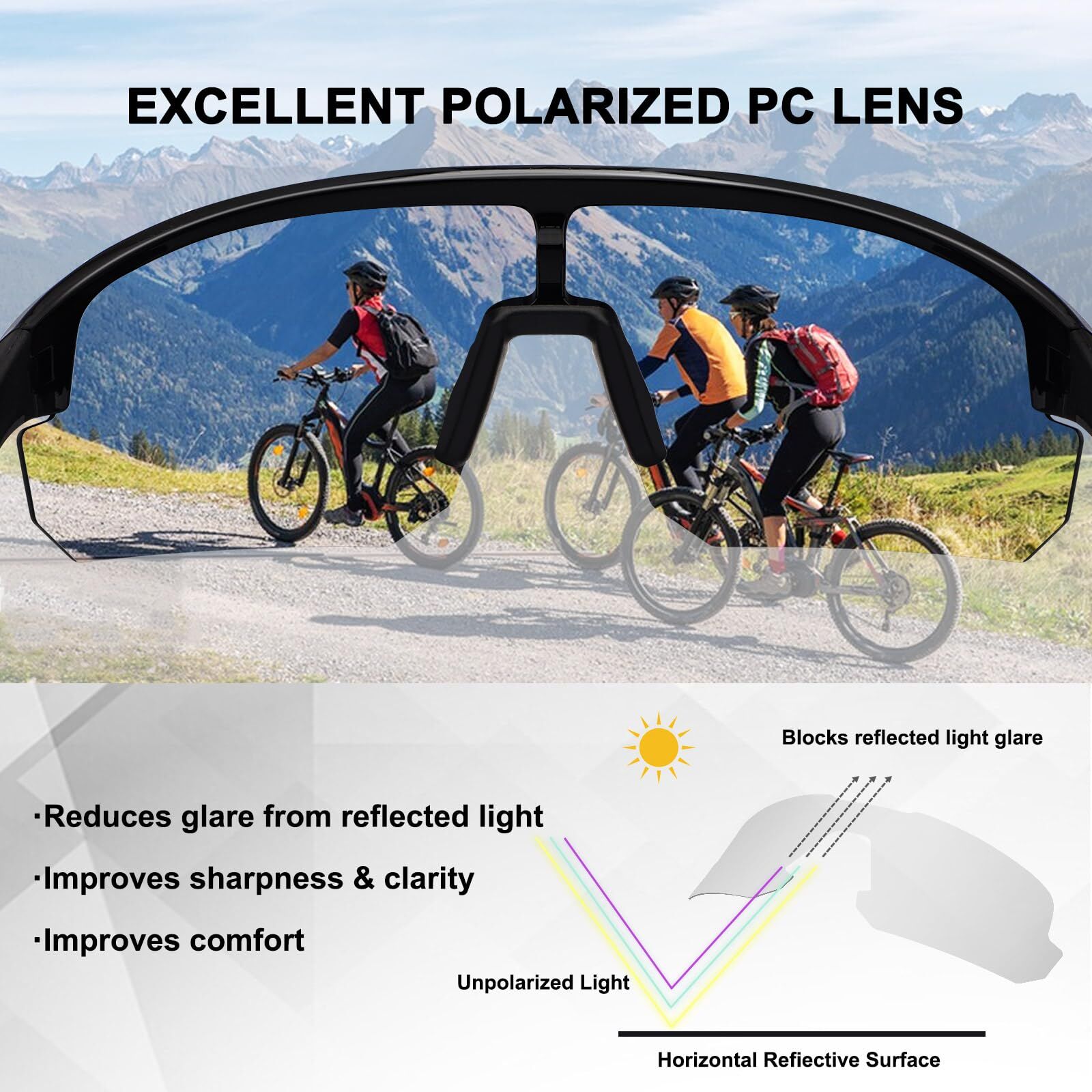 High-End Polarized Sports Sunglasses for Men Women โ UV400 Protection, Anti-Fog, Lightweight TR90 Frame, Removable Lens, Running, Fishing, Go โ image 3