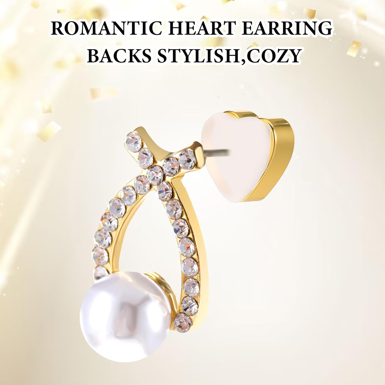 12 Pcs Silicone Flat Earring Backs for Studs, Clear Comfort Design, Earring Backs Replacements for Heavy Earrings Heart Shape โ image 2