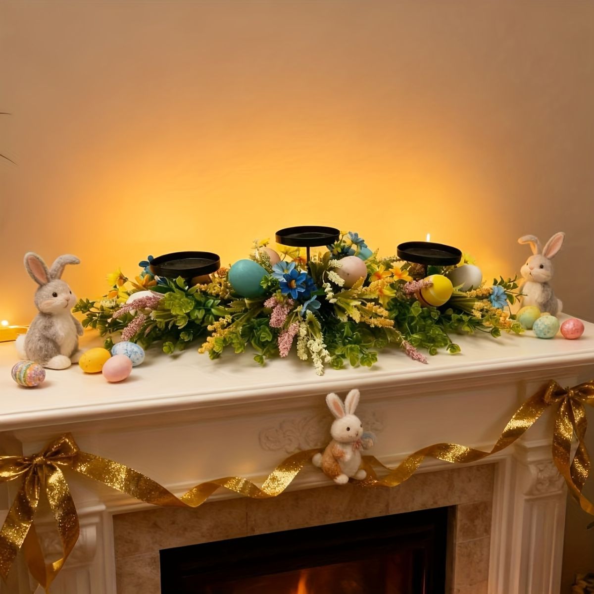 Artificial Flower Centerpiece Candle Holder Lavender Decor Eucalyptus - Green - Size 40-23 β image 4