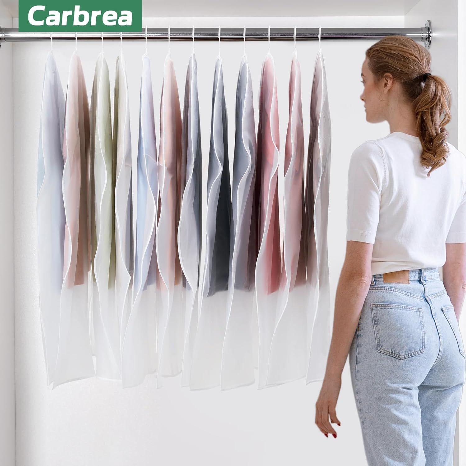 12 Pack Garment Bags for Hanging Clothes - Translucent Suit Bag for Closet Wardrobe Storage Travel - 24" x 42" — image 2