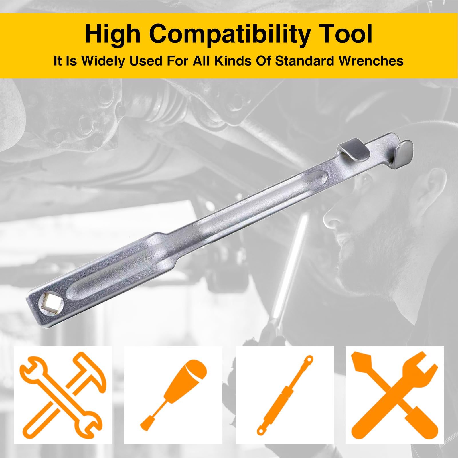 Wrench Extender Tool Bar- Long Torque Amplier with 1/2 inch Square Hole Adapter, Garage Repair, Automotive,Hard To Reach Areas โ image 2