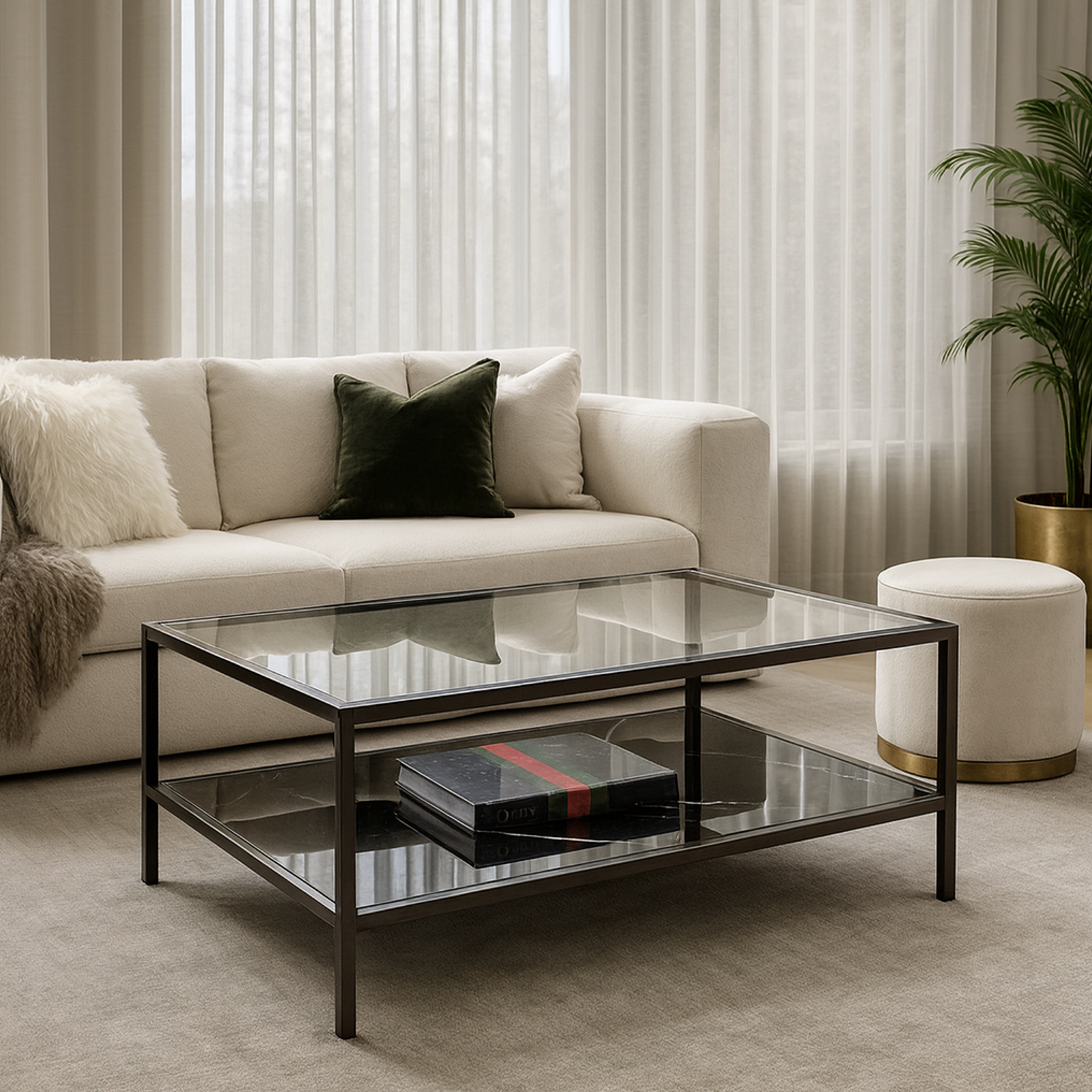 Interior Ave - Vogue Coffee Table - Black Marble Stone & Glass โ image 2