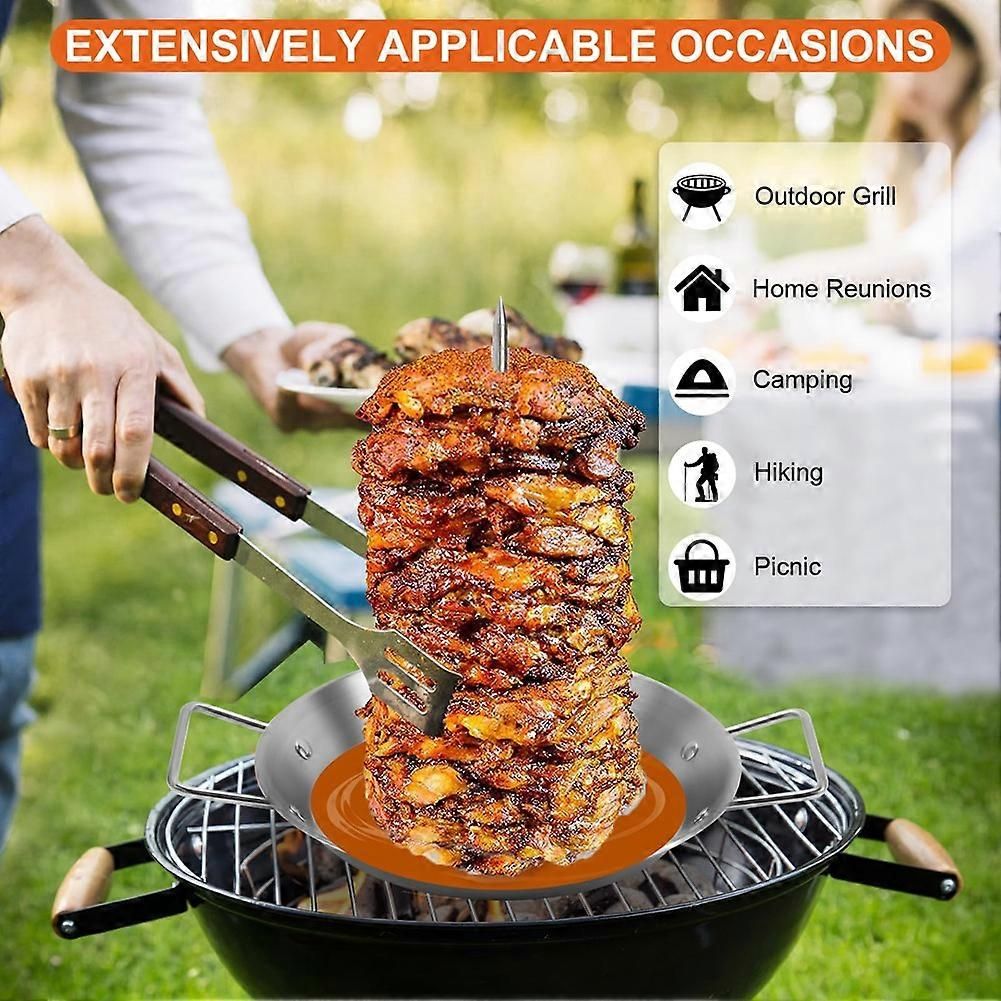 3-Skewer Vertical Barbecue Rack Stainless Steel for Al Pastor and Brazilian Grilling Silver โ image 2