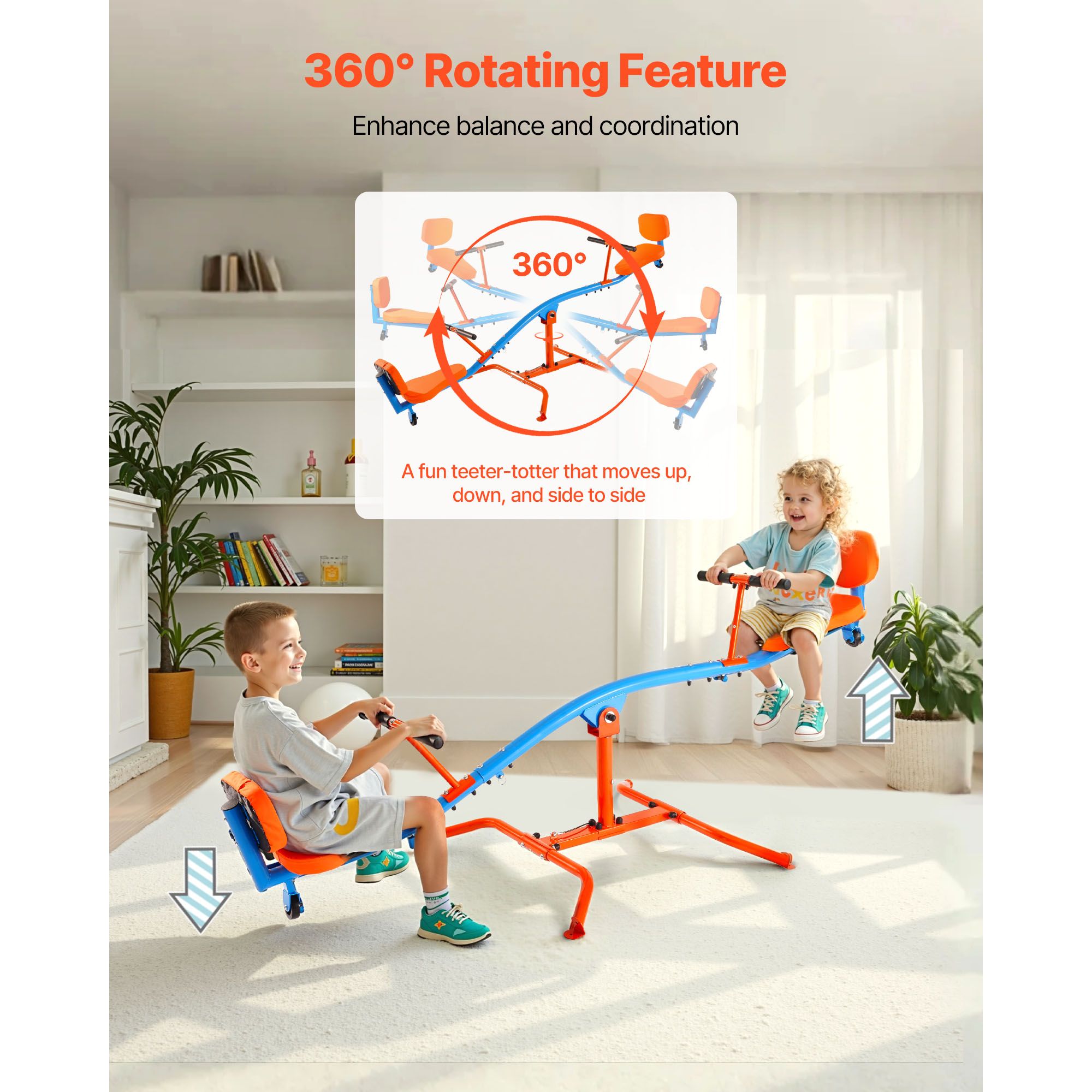 Kids Seesaw 136 kg Capacity 360 Degrees Rotating Teeter Totter Aged 3+ — image 3