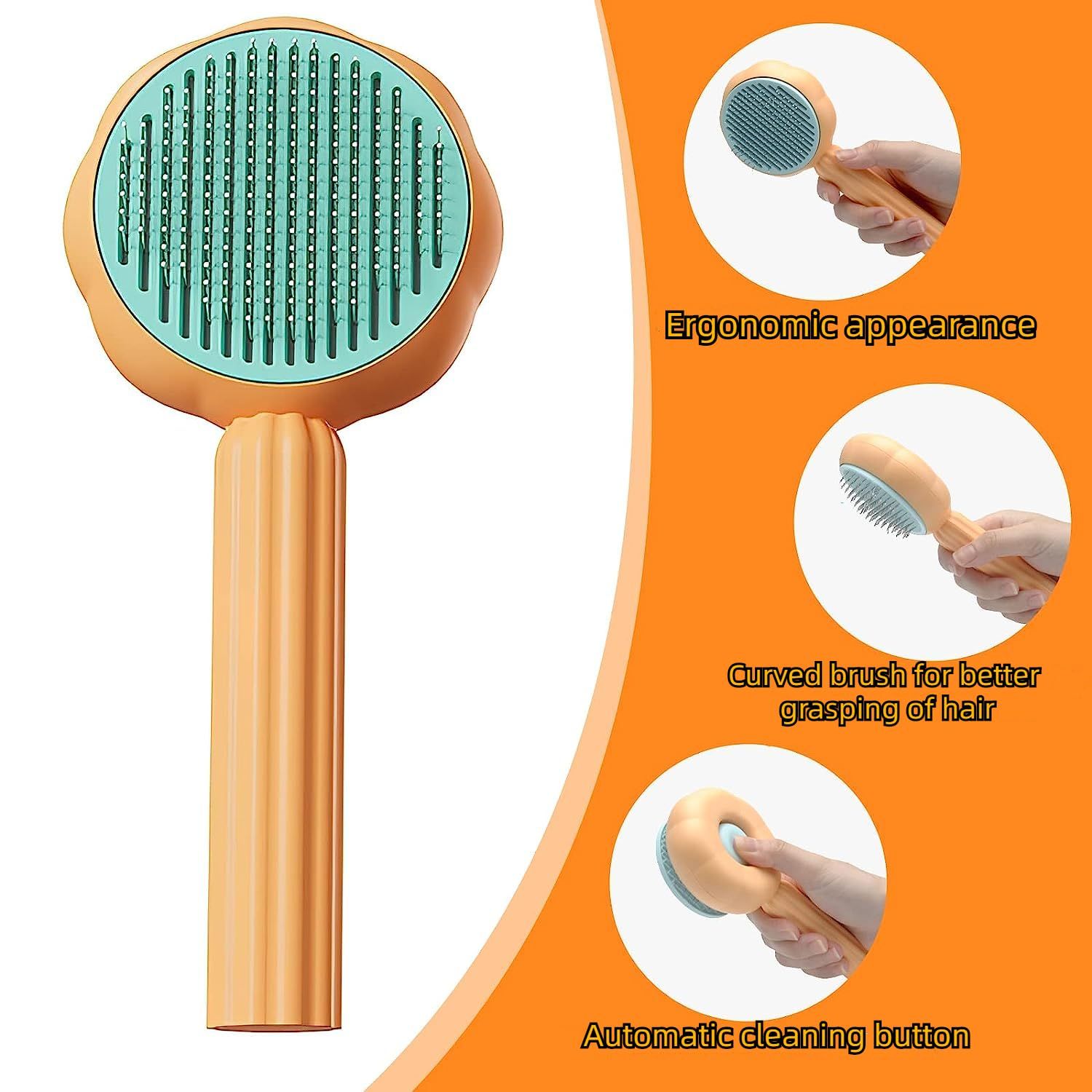 self cleaning cat brushcat combPet comb Cat comb pet brush Pet Self-cleaning needle comb pet hair remover pet comb (orange) — image 4