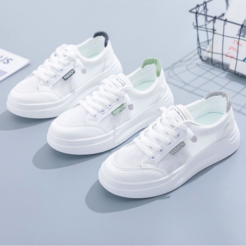 Women Mesh Sneakers Breathable Casual Flat white green 39 โ image 6
