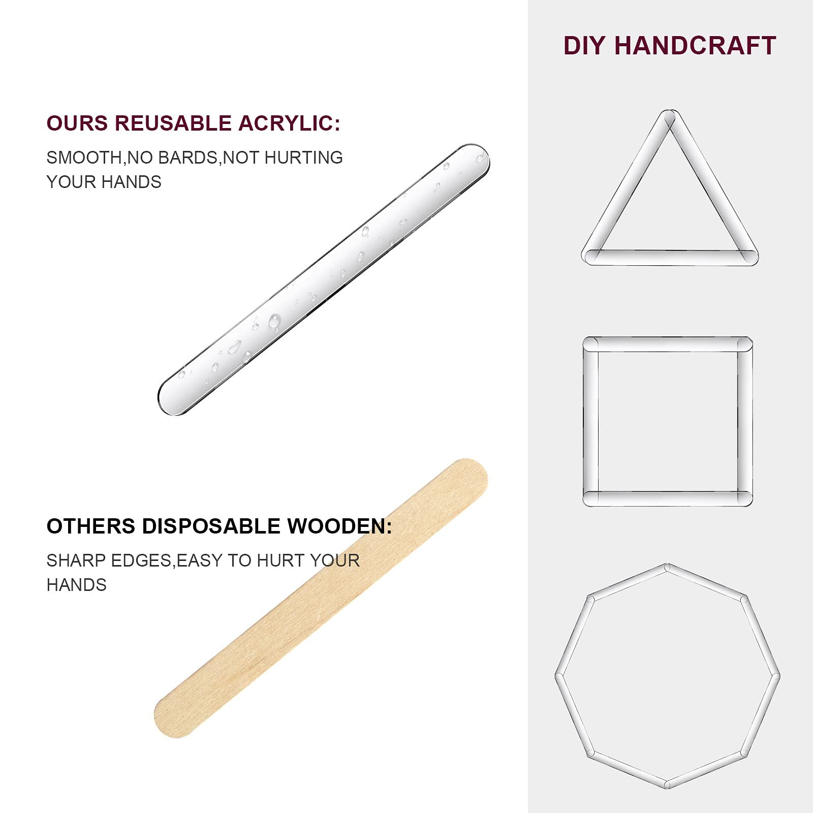 80 Pcs Acrylic Cake Sticks 4.5 Inch Reusable Ice Cream Sticks Mirror Ice Cream Sticks Mini Acrylic Craft Ice (Transparent) — image 2