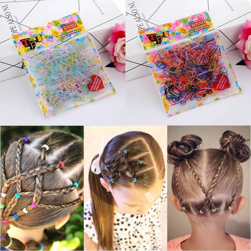 400pcs Small Elastic Rubber Band Hair Ties Multi Colour Black Ponytail Holders - Pearlescent Multi-Colour โ image 3