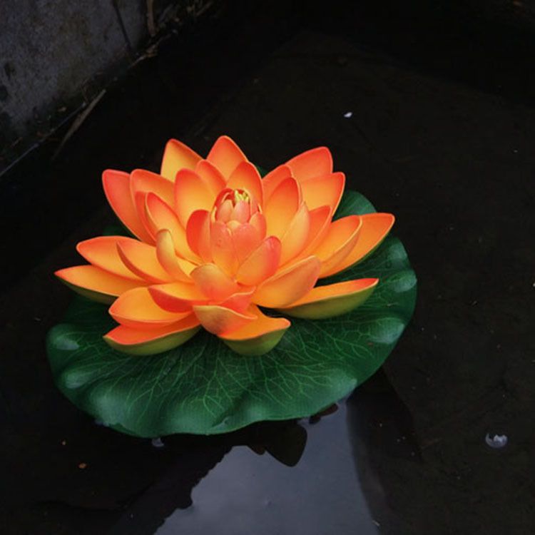 2Pack Artificial Floating Foam Lotus Flowers Water Lily Pond Plants Home Garden Decoration 7" Dia-decoration — image 3