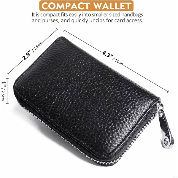 Credit Card Holder RFID Blocking Genuine Leather Mini Credit Card Case with Zipper โ image 4