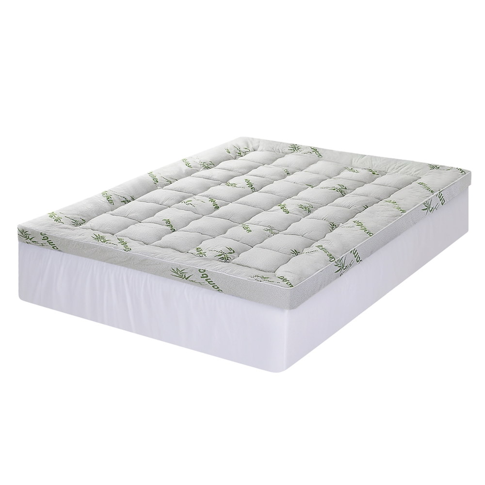 Giselle Bedding 1500GSM Pillowtop Mattress Topper Bamboo Mattress Pad for Back Pain Relief Washable 11cm Thick Bed Cover with 45cm Deep Pocket Queen — image 2