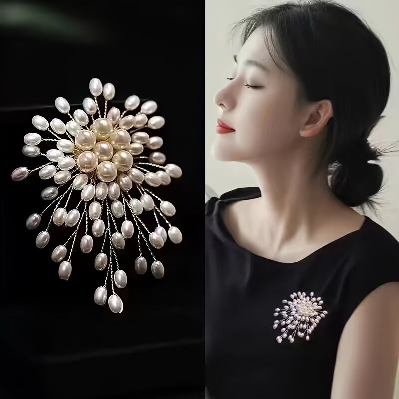 Pearl Firework Brooch, Elegant and Luxurious Corsage with a Sophisticated Sense of Style for Suits, Sweaters, Coats, and Outerwear Decoration Pin — image 3