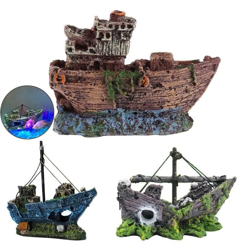 Aquarium Fish Tank Boat Ornament Pirate Ships Resin Landscape Underwater Decor - A080 Ship โ image 5