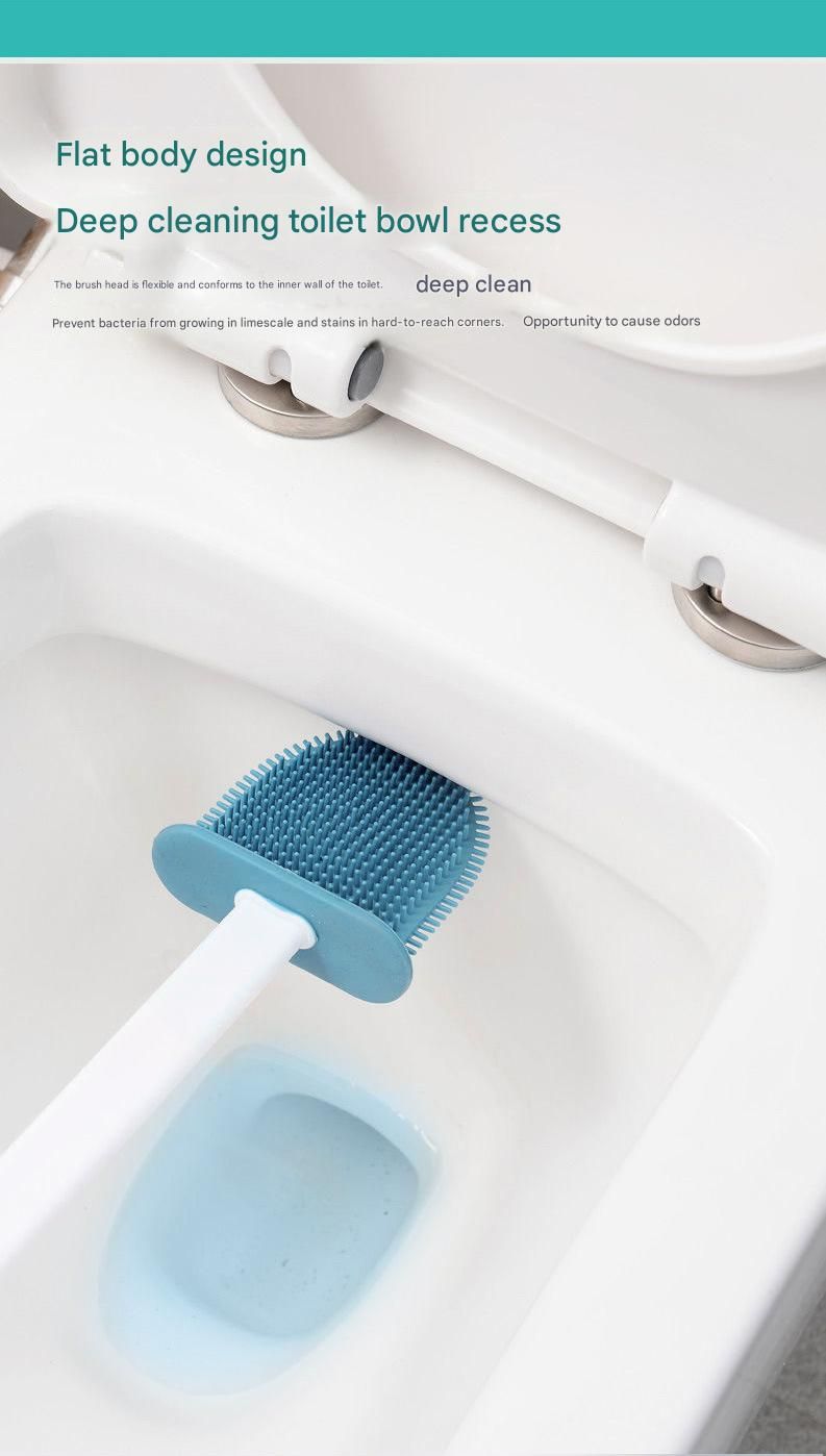 Blue Toilet Brush Set with Holder - 3-in-1 Wall Mounted Bathroom Cleaning Kit, TPR Soft Bristle & 360° Globe Brush, No-Drill Adhesive Base, Space Saving Design — image 5