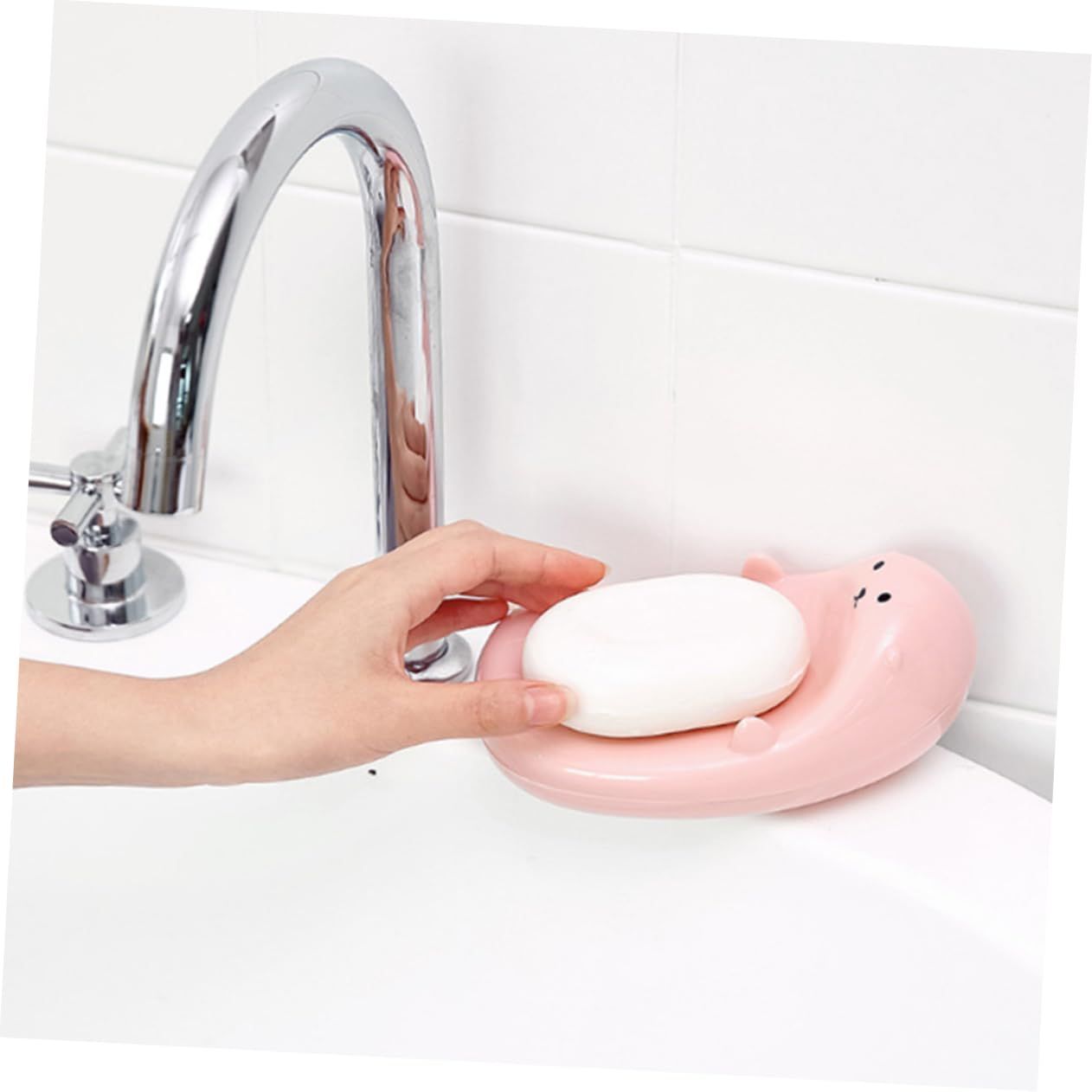 Cute Cartoon Animal Soap Box Bathroom Creative Plastic Water Drain Soap Rack Washing Sponge Holder Concise Style โ image 4