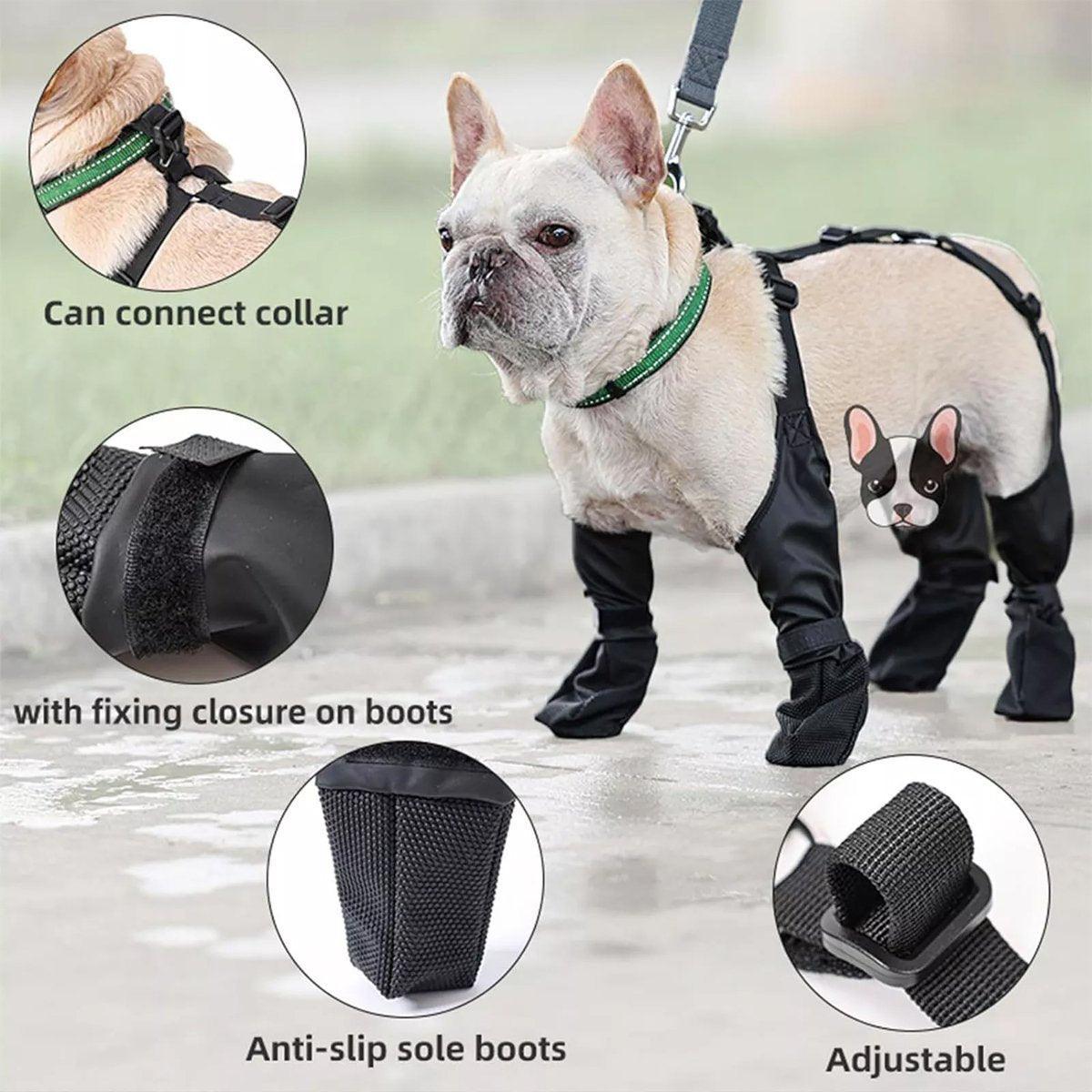 Dog Adjustable Suspender Boots Waterproof Dog Shoes Anti-Slip Pet Paw Protector - M — image 5