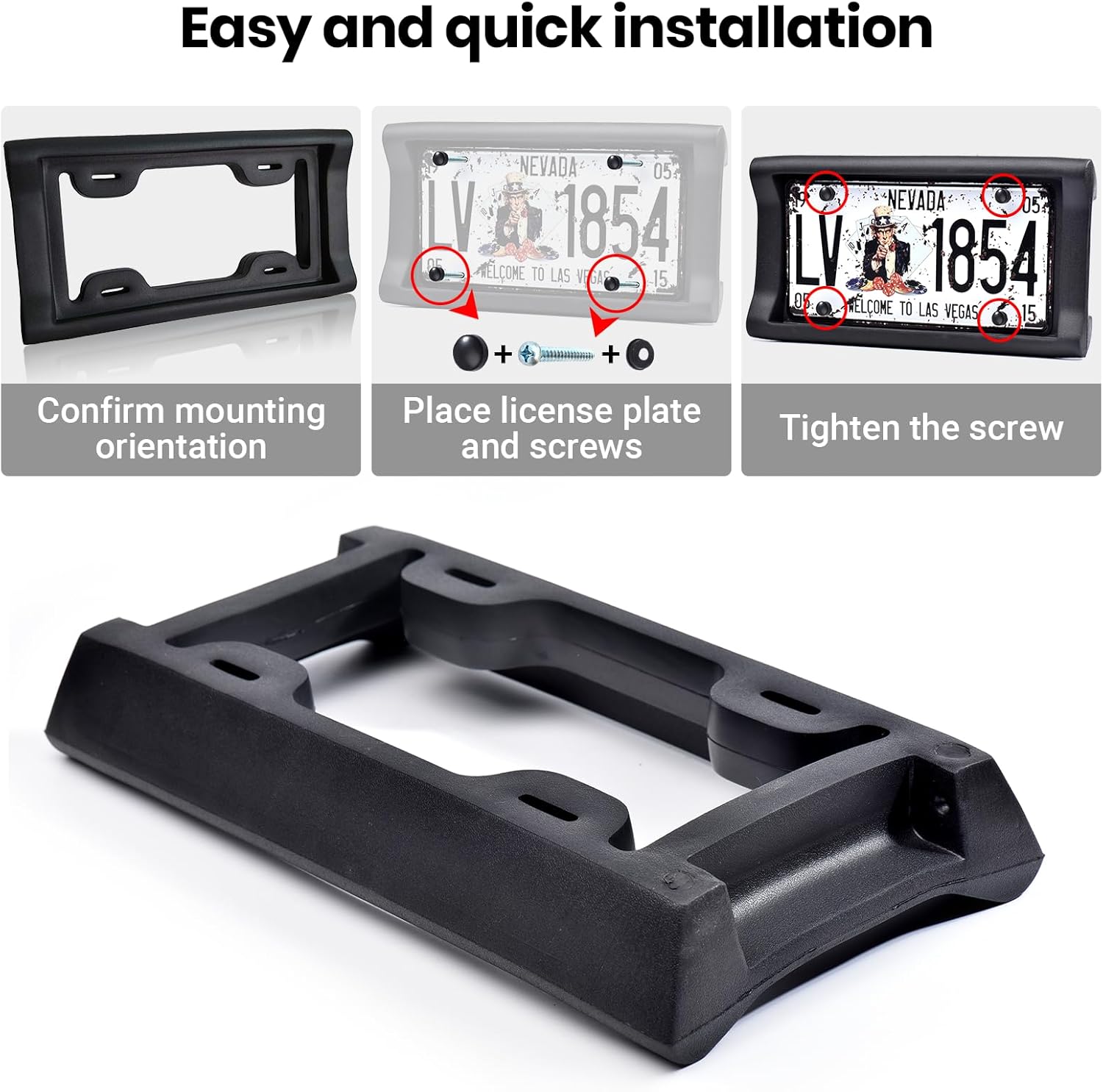Ultimate License Plate Bumper Guard Screws Included - 2.3" Thick Rubber License Plate Mount Protects Bumper from Scratches and Dents - Universal Fit for Cars โ image 4
