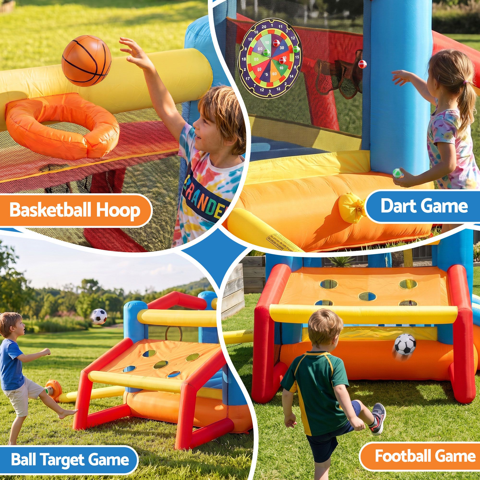 Keezi Inflatable Kids Pool Play Park Jumping Castle Volleyball Net with Blower Balls 4mx4.37m โ image 6