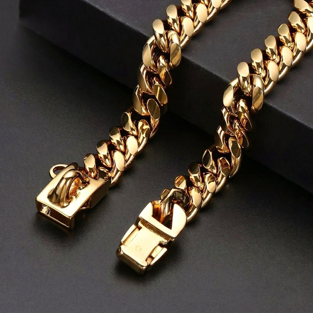 Heavy-Duty Metal Cuban Link Dog Collar with Bone Charm – 14mm Stainless Steel Hip-Hop Chain Necklace for Everyday Walks, Outdoor Adventures, and — image 3