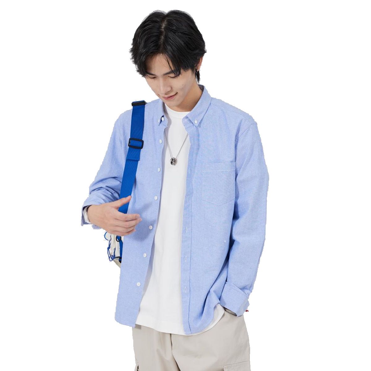 East Rain Men Cotton Long Sleeve Shirt Grey 40/L โ image 3