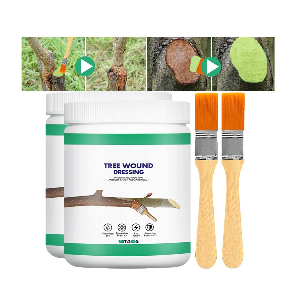 2Pack 100g Tree Wound Sealer, Tree Pruning Sealer, Tree Grafting Supplies, Tree Wound Sealer Healing Paste, Bonsai Cut Paste, Pruning Sealer And Tree Wound