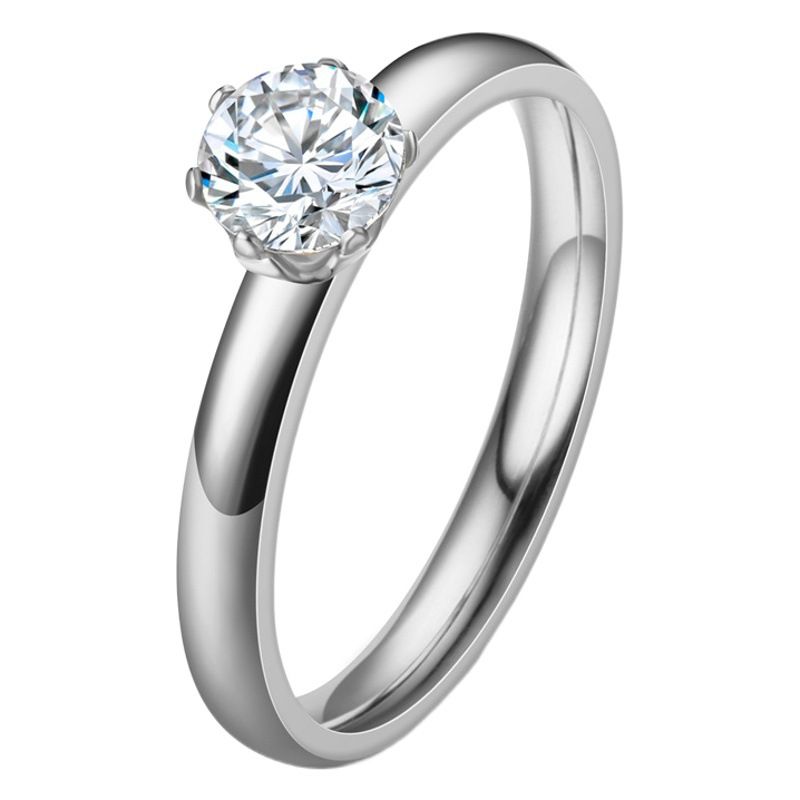 Stainless Steel 3mm Diamond Ring Unisex 3mm gold diamond No. 9 — image 2