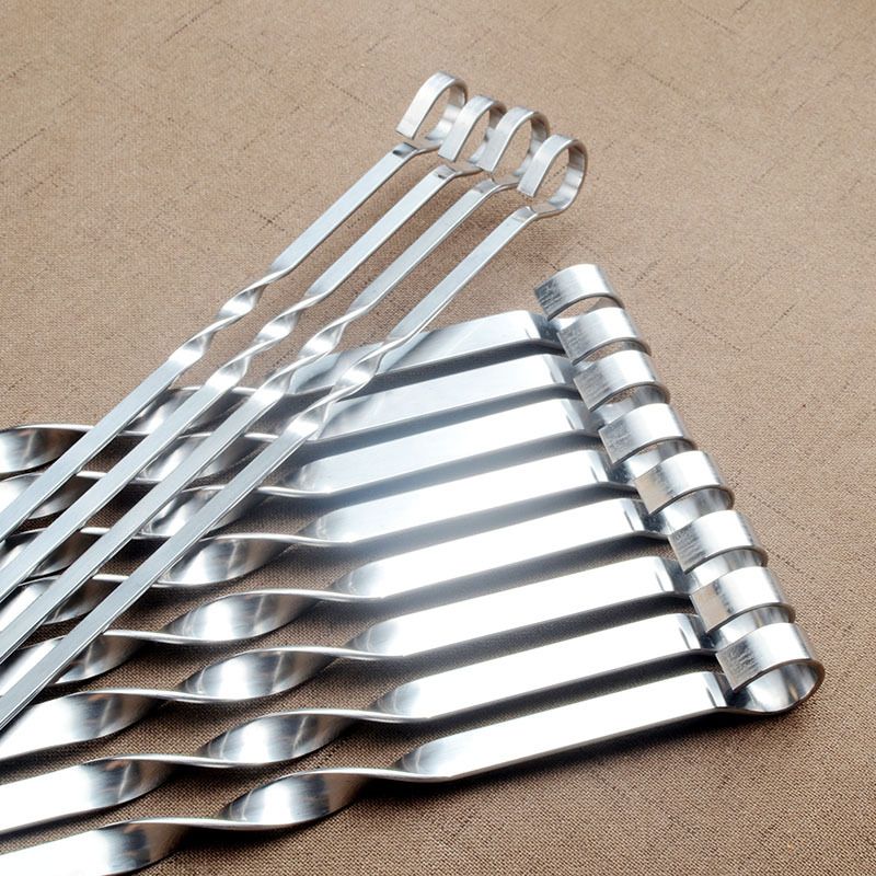 12 Pack Stainless Steel Skewers Set Grilling Skewers Meat Skewers Suitable For Home BBQs Picnics And Hotel Banquets โ image 2