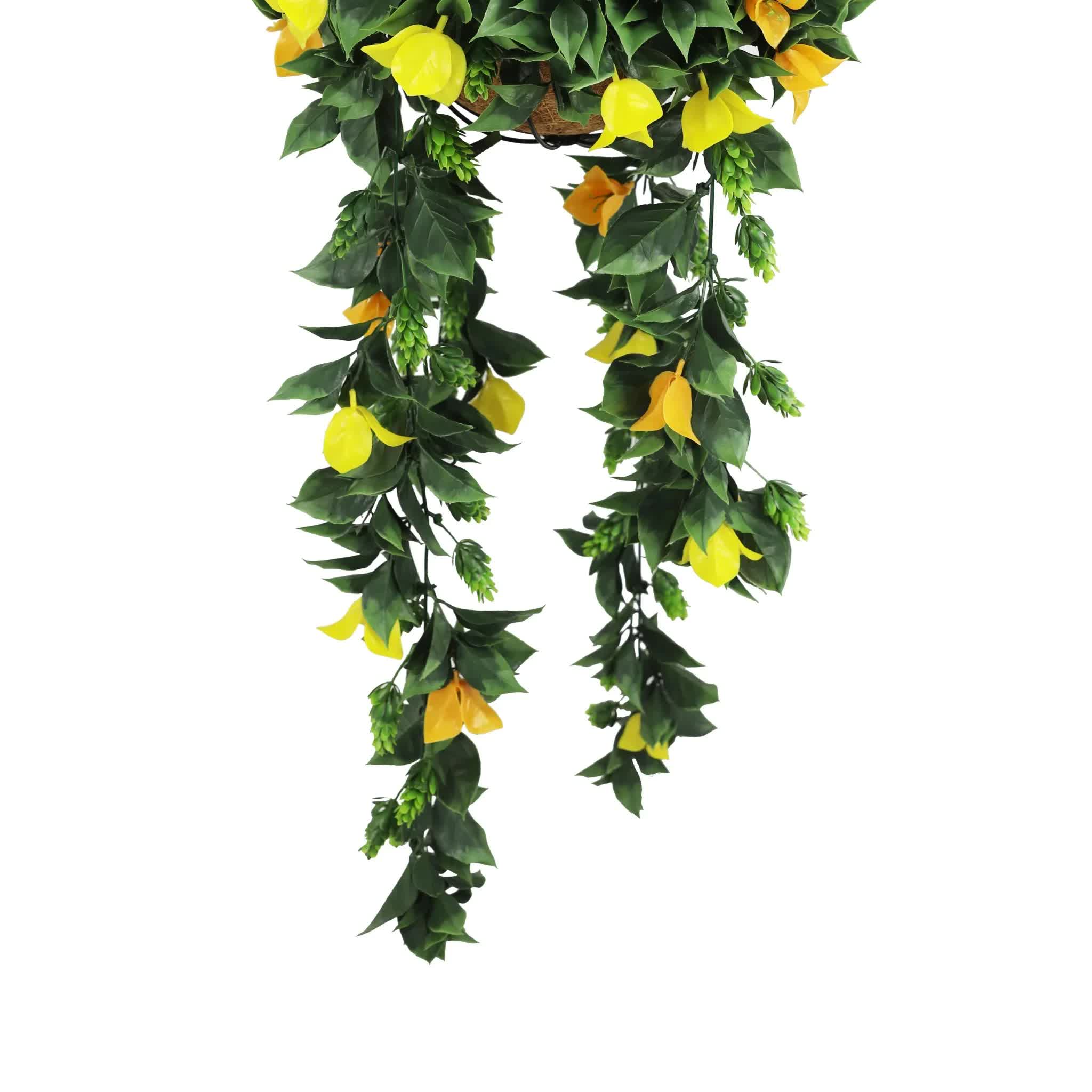 Artificial Hanging Basket Orange and Yellow Bouganvillea 30cm x 80cm Long UV Resistant — image 3