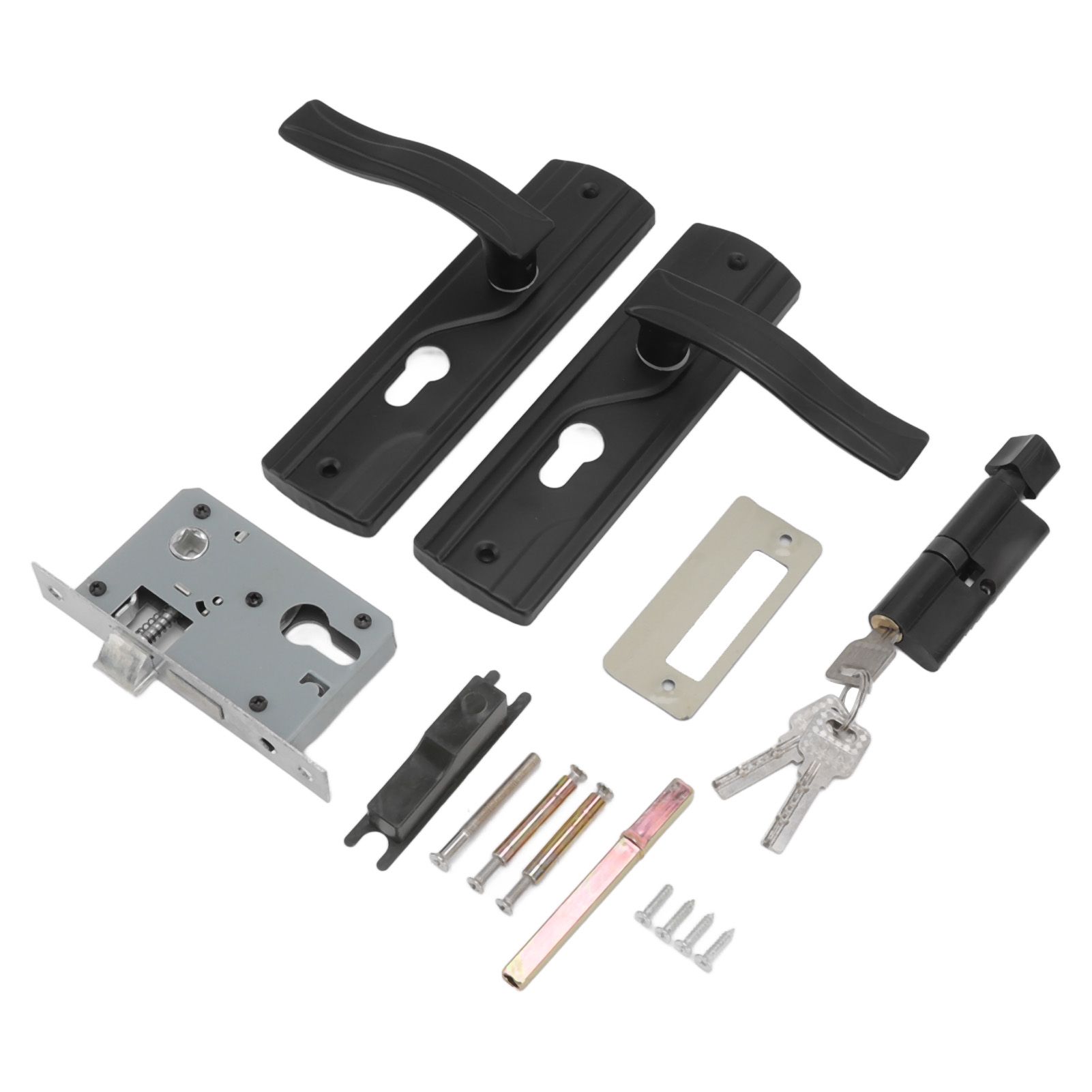 Door Handle Lock Manganese Steel Silent Bearing Universal Door Lever Lock Set with Keys for Home Bedroom Black — image 4