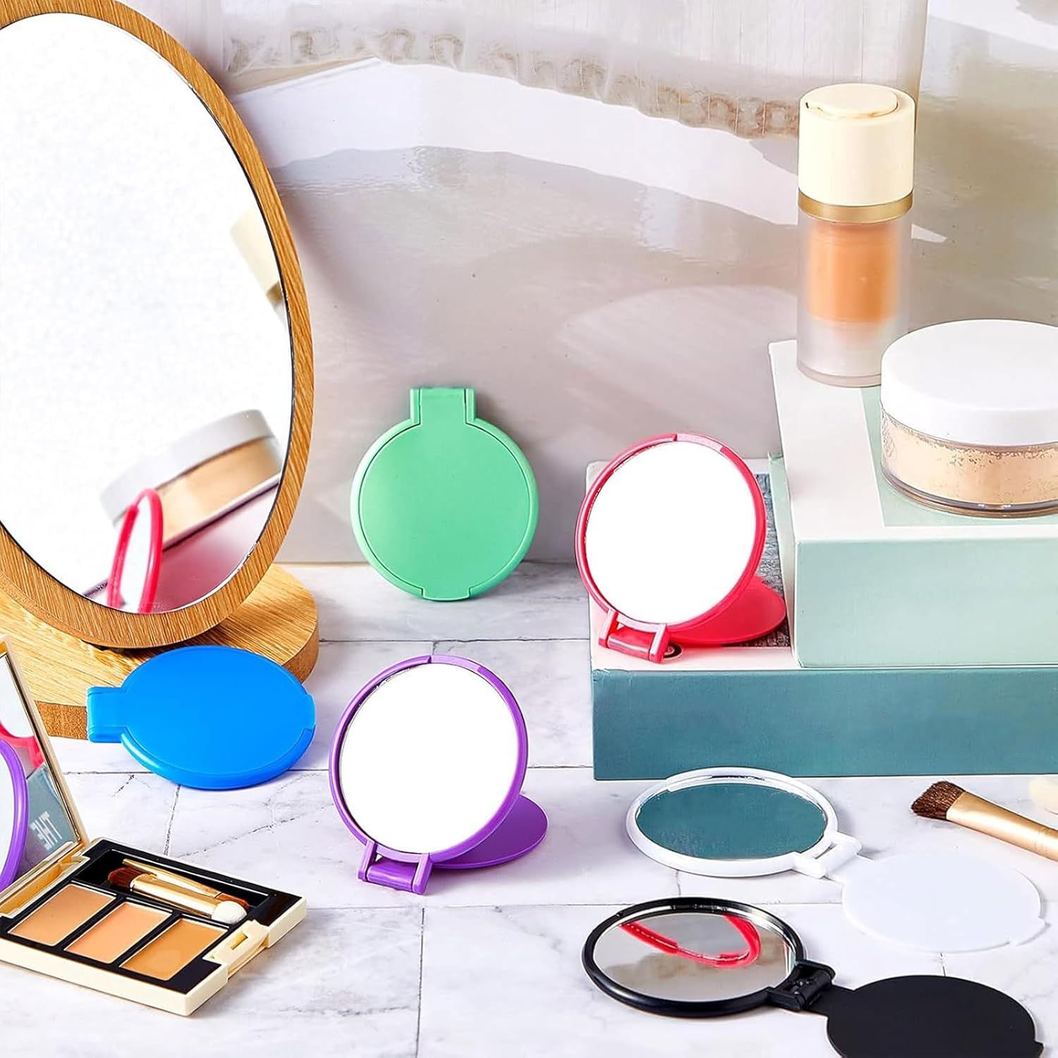 12 Pieces Compact Mirrors Bulk Gits Mini Vintage Pocket Mirrors or Purse Small Portable olding Round Makeup Stus or Travel Daily Use Party avors Women (Classic — image 4