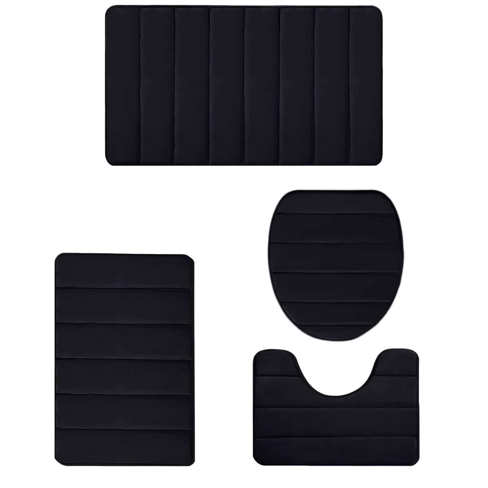 Bathroom Rugs Sets 4 Piece, Bath Mat Set and Oval Toilet Base with Rubber Backing, Plush Absorbent Shaggy Chenille Washable Mats, Includes 16x24", 16x20" — image 3