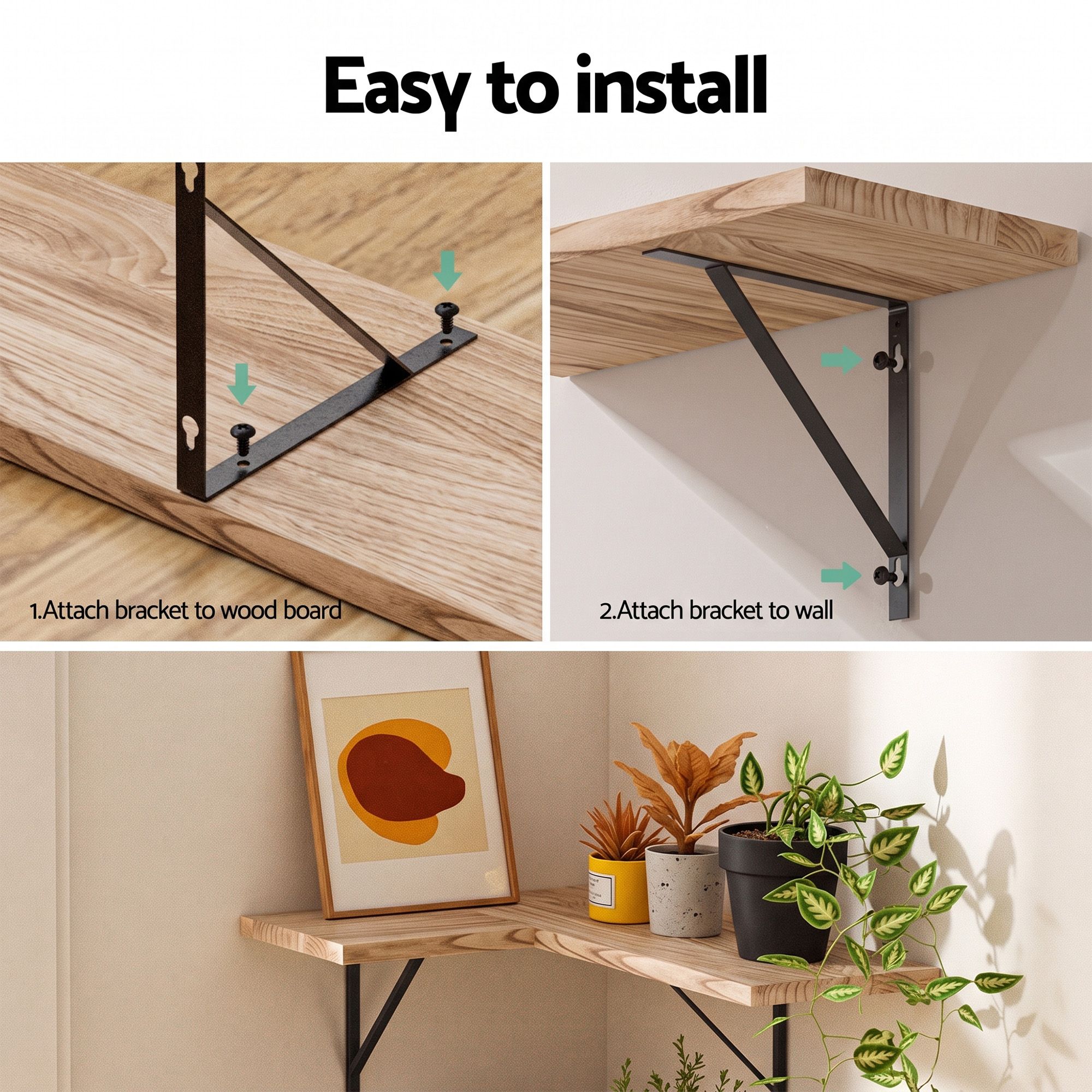 Artiss Floating Wall Shelf Corner Shelves Set of 4 Wood — image 4